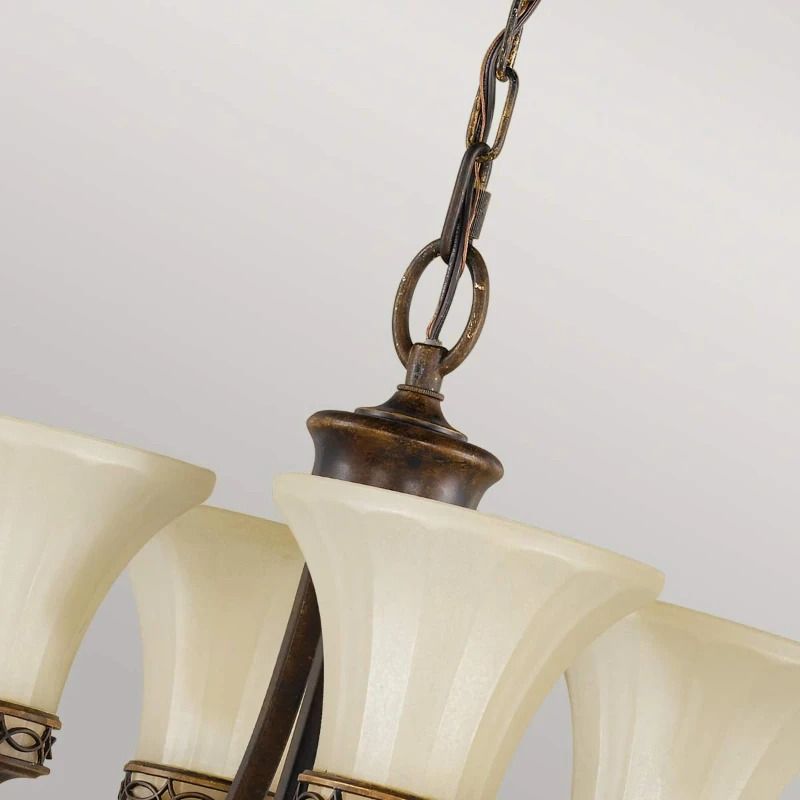 Feiss LED Kroonluchter | 4X E27 Max 60W | Dimbaar | Walnut