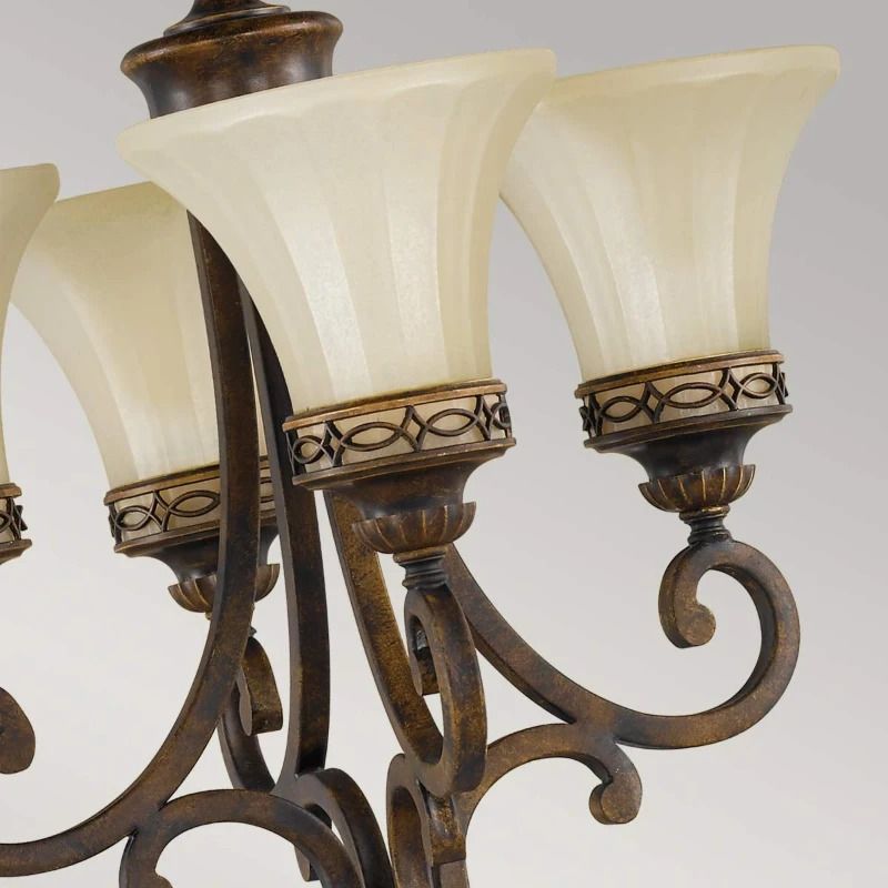 Feiss LED Kroonluchter | 4X E27 Max 60W | Dimbaar | Walnut