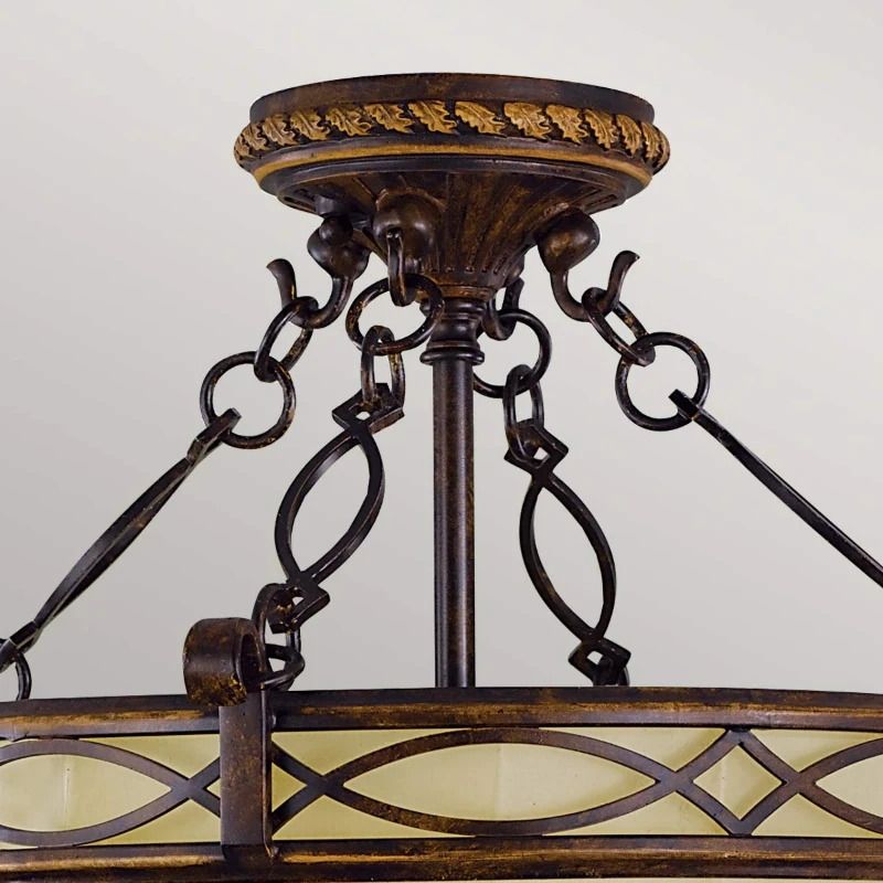 Feiss LED Plafondlamp Drawing Room | 2X E27 Max 60W | Dimbaar | Walnut