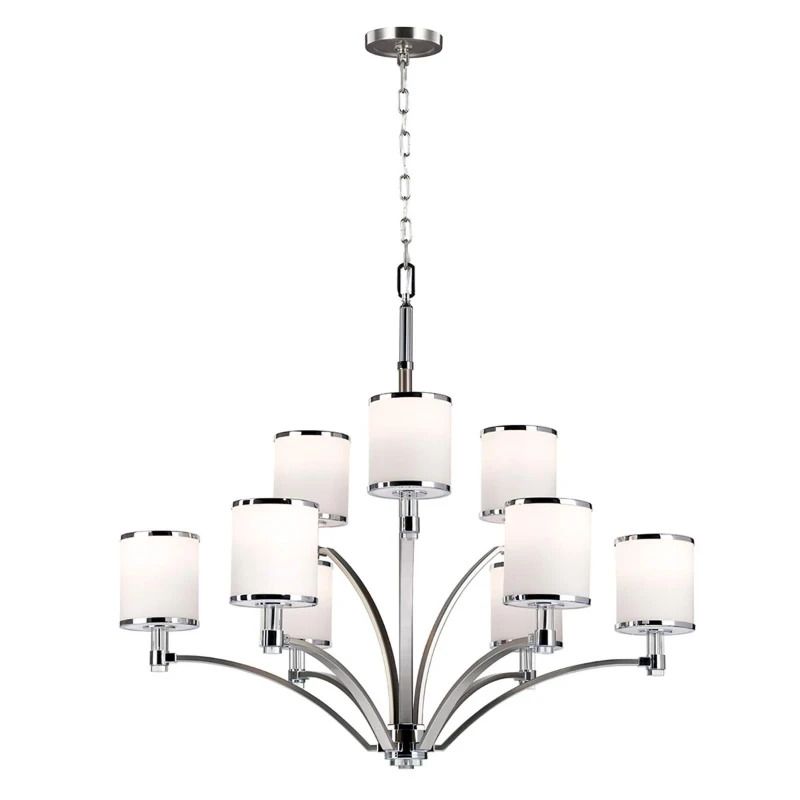 Feiss LED Kroonluchter | 9X E27 Max 60W | Dimbaar | Satin Nickel with Chrome