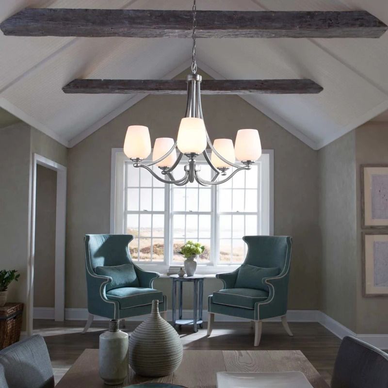 Feiss LED Kroonluchter | 5X E27 Max 60W | Dimbaar | Satin Nickel