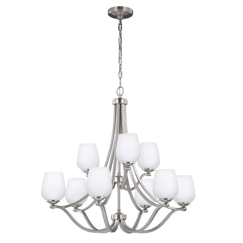Feiss LED Kroonluchter | 9X E27 Max 60W | Dimbaar | Satin Nickel