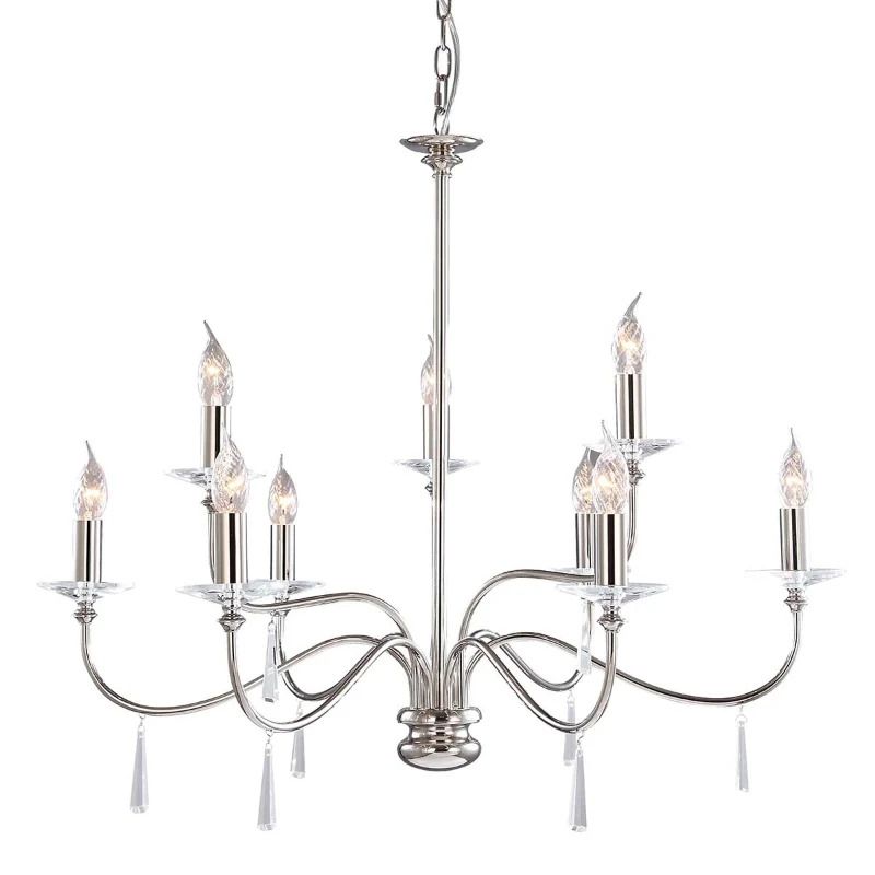 Elstead Lighting LED Kroonluchter | 9X E14 Max 60W | Dimbaar | Polished Nickel