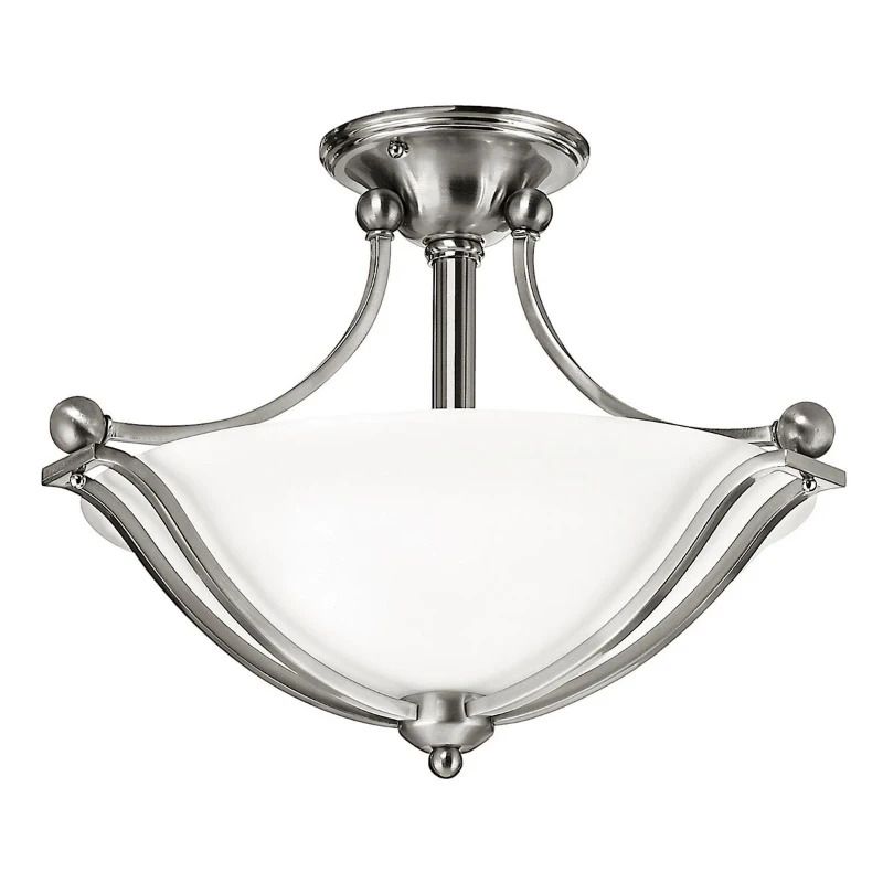 Hinkley LED Plafondlamp Bolla | 2X E27 Max 60W | Dimbaar | Brushed Nickel