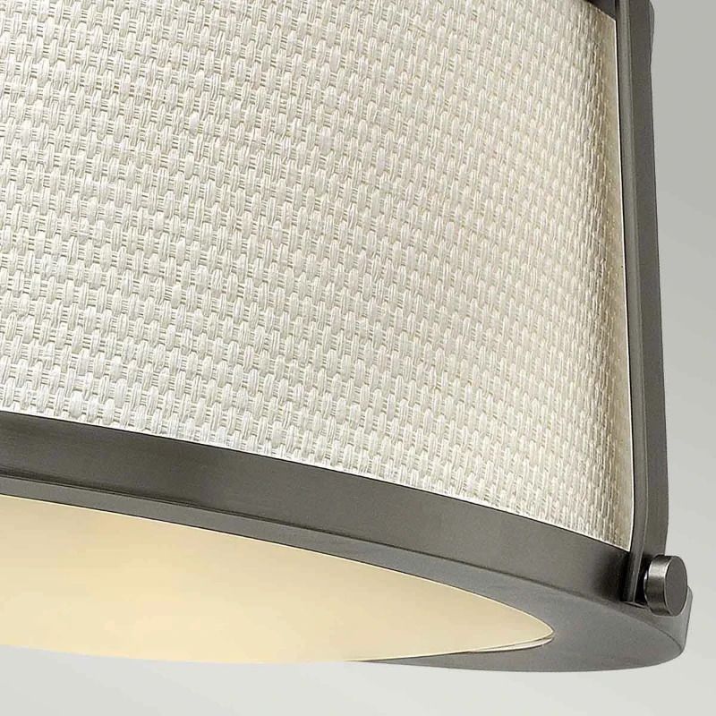 Hinkley LED Plafondlamp Charlotte | 3X E27 Max 60W | Dimbaar | Antique Nickel, Linen Shade