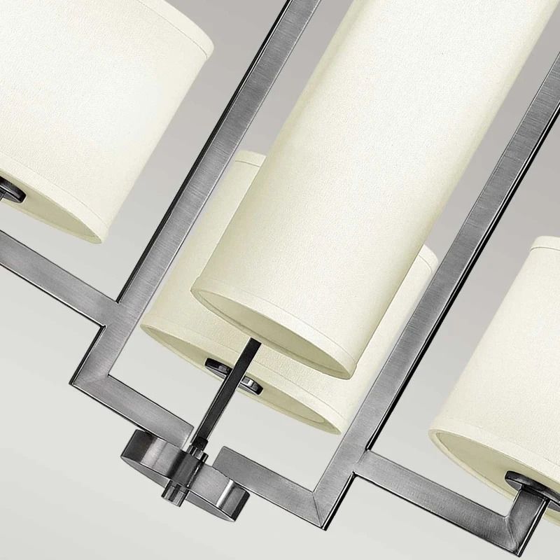 Hinkley LED Kroonluchter | 4X E27 Max 60W | Dimbaar | Antique Nickel, Ivory Shades