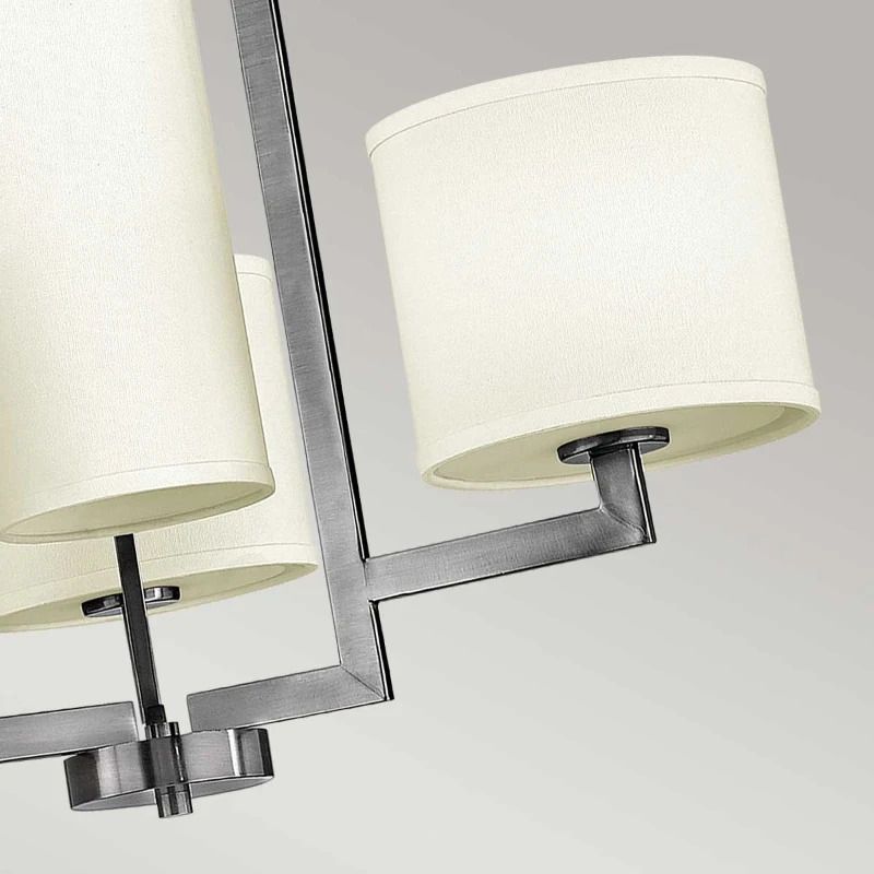 Hinkley LED Kroonluchter | 4X E27 Max 60W | Dimbaar | Antique Nickel, Ivory Shades