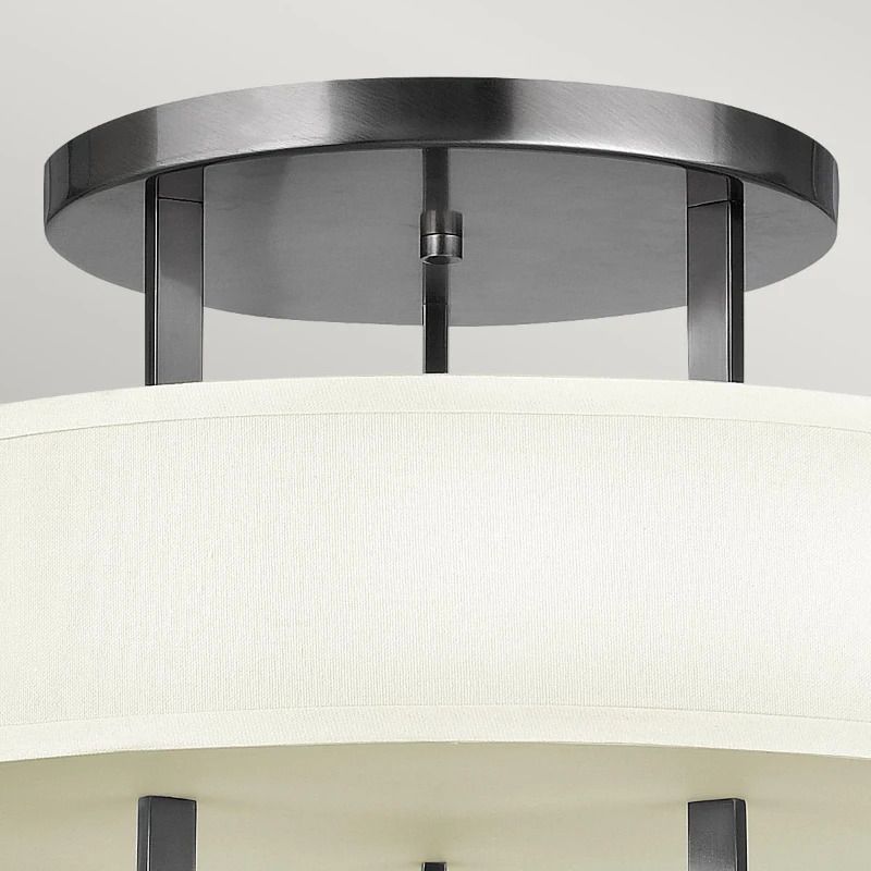 Hinkley LED Plafondlamp Hampton | 3X E27 Max 60W | Dimbaar | Antique Nickel, Ivory Shades