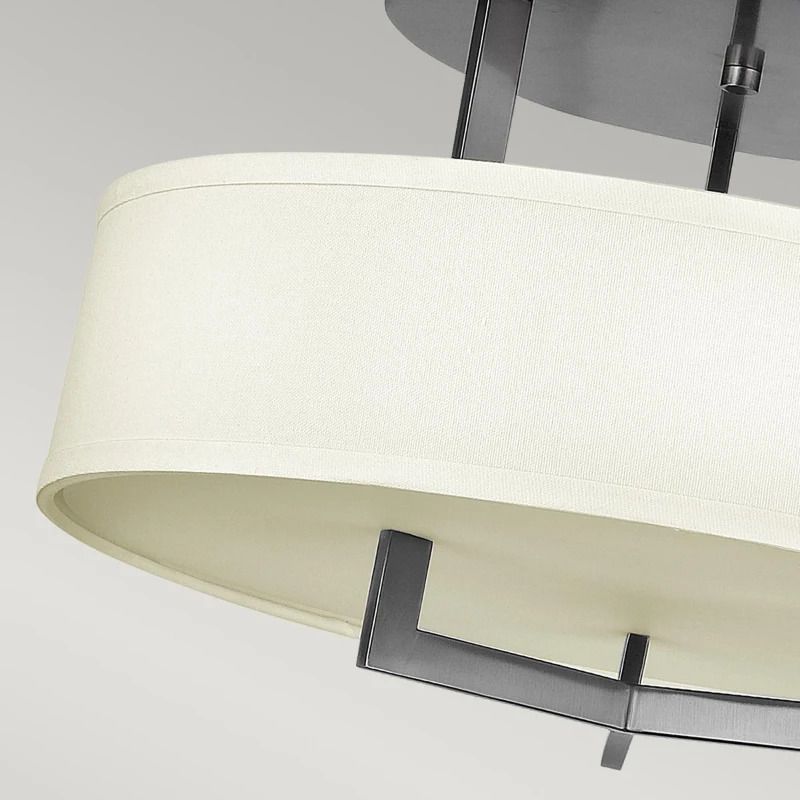 Hinkley LED Plafondlamp Hampton | 3X E27 Max 60W | Dimbaar | Antique Nickel, Ivory Shades
