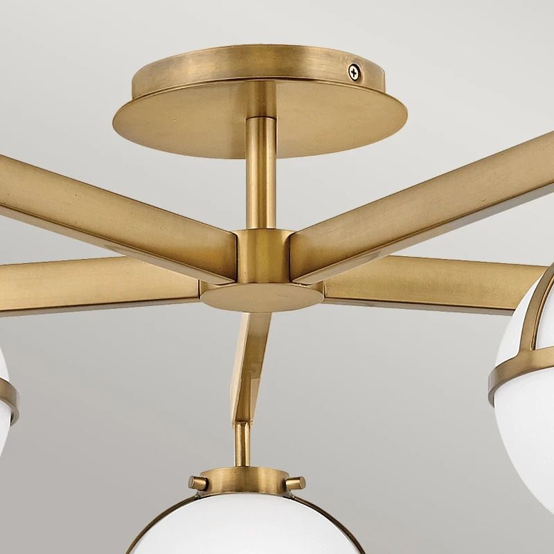 Hinkley LED Plafond Badkamerlamp Hollis | 5X E14 Max 40W | IP44 | Dimbaar | Heritage Brass