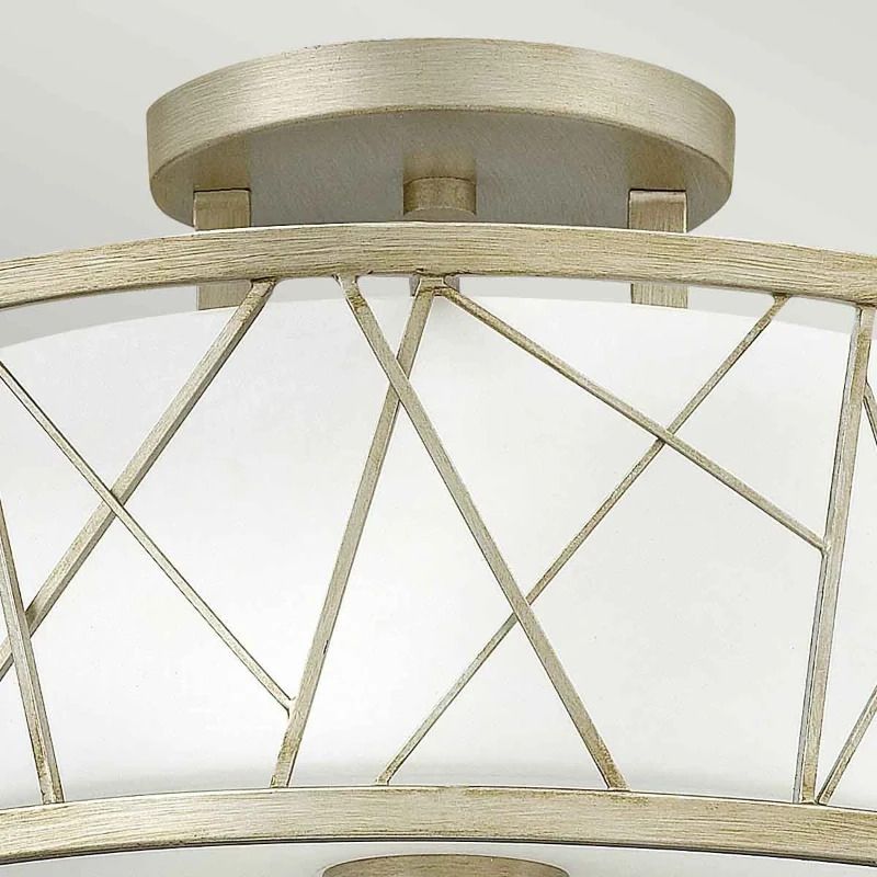 Hinkley LED Plafondlamp Nest | 3X E27 Max 60W | Dimbaar | Silver Leaf, Linen Glass
