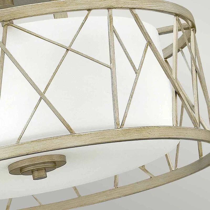 Hinkley LED Plafondlamp Nest | 3X E27 Max 60W | Dimbaar | Silver Leaf, Linen Glass
