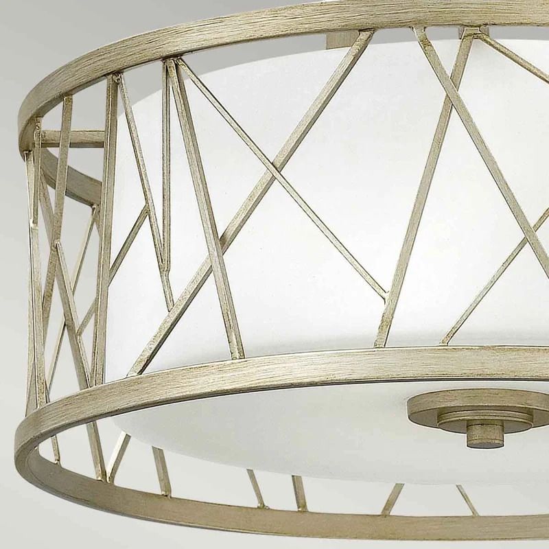 Hinkley LED Plafondlamp Nest | 3X E27 Max 60W | Dimbaar | Silver Leaf, Linen Glass