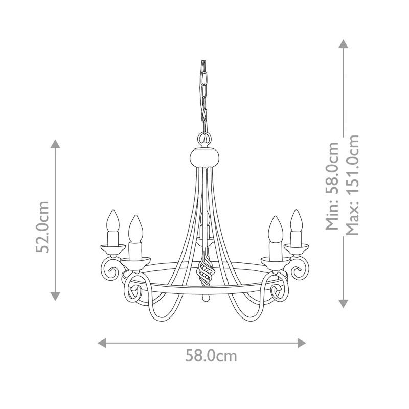 Elstead Lighting LED Kroonluchter | 5X E14 Max 60W | Dimbaar | Black
