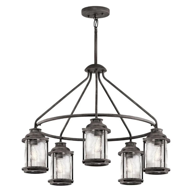 Kichler LED Kroonluchter | 5X E27 Max 60W | IP44 | Dimbaar | Weathered Zinc