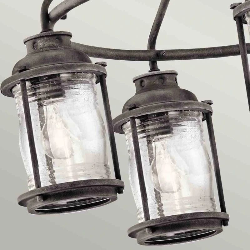 Kichler LED Kroonluchter | 5X E27 Max 60W | IP44 | Dimbaar | Weathered Zinc