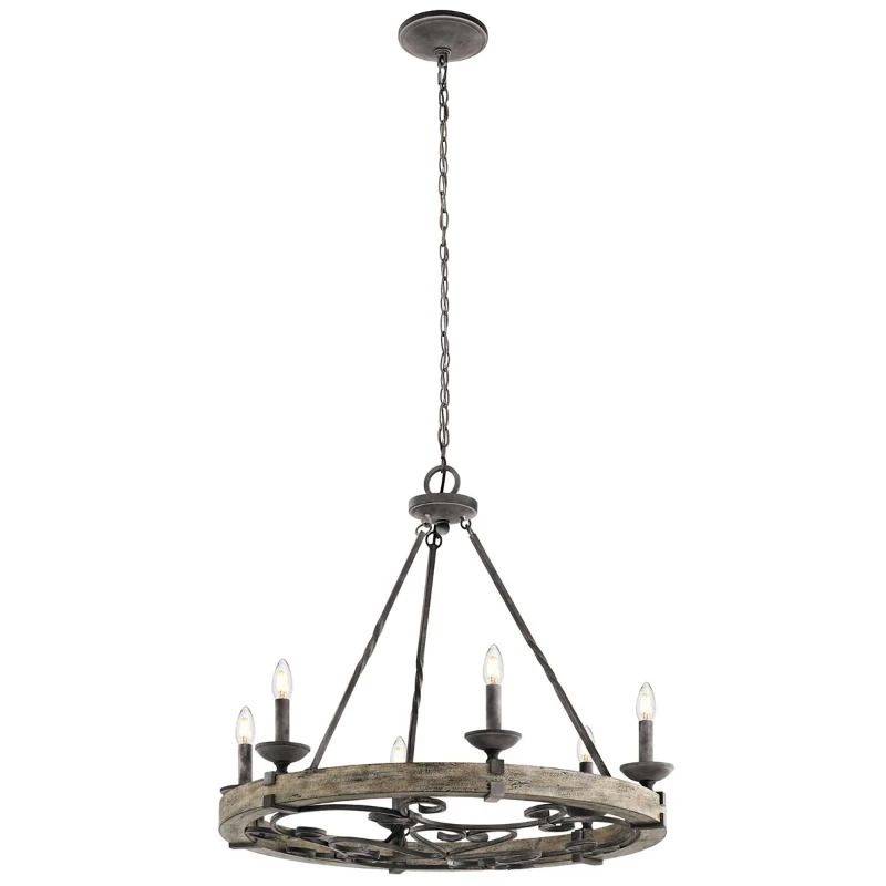 Kichler LED Kroonluchter | 6X E14 Max 60W | Dimbaar | Weathered Zinc