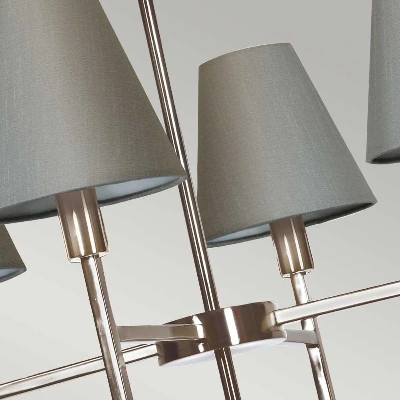 Elstead Lighting LED Kroonluchter | 4X E14 Max 25W | Dimbaar | Brushed Nickel, Grey Shades