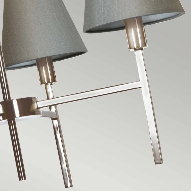 Elstead Lighting LED Kroonluchter | 4X E14 Max 25W | Dimbaar | Brushed Nickel, Grey Shades