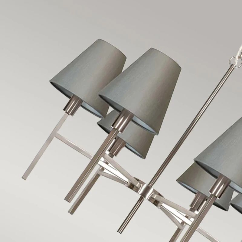 Elstead Lighting LED Kroonluchter | 6X E14 Max 25W | Dimbaar | Brushed Nickel, Grey Shades