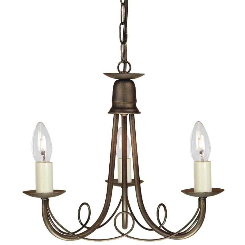 Elstead Lighting LED Kroonluchter | 3X E14 Max 60W | Dimbaar | Black/ Gold Patina