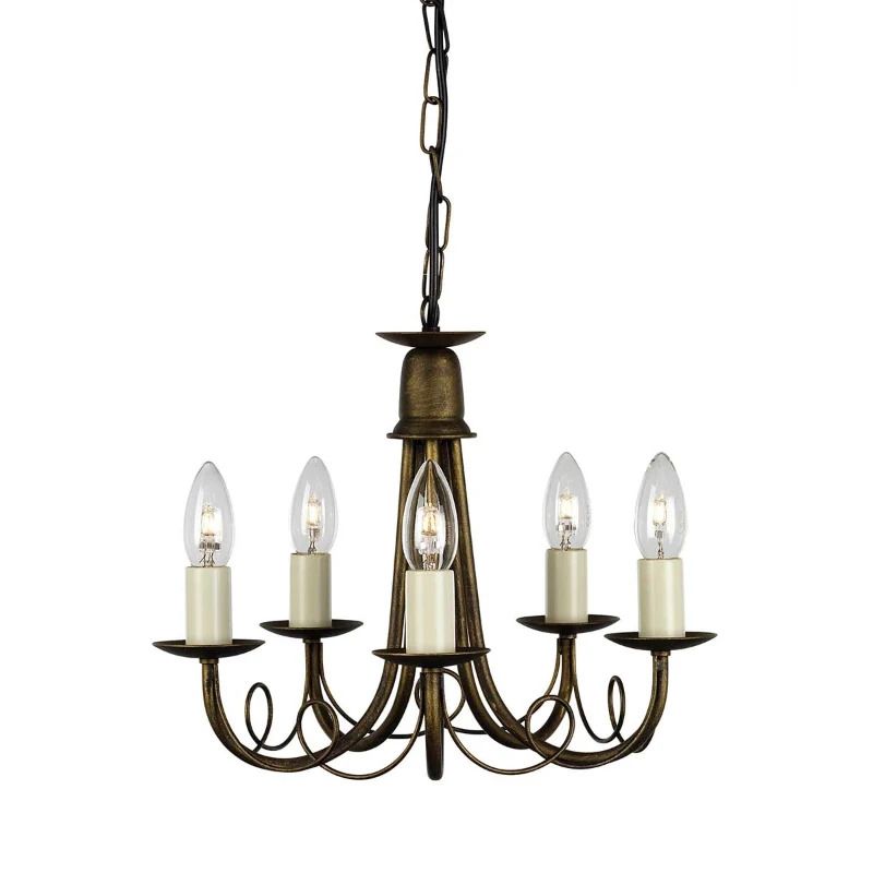 Elstead Lighting LED Kroonluchter | 5X E14 Max 60W | Dimbaar | Black/ Gold Patina