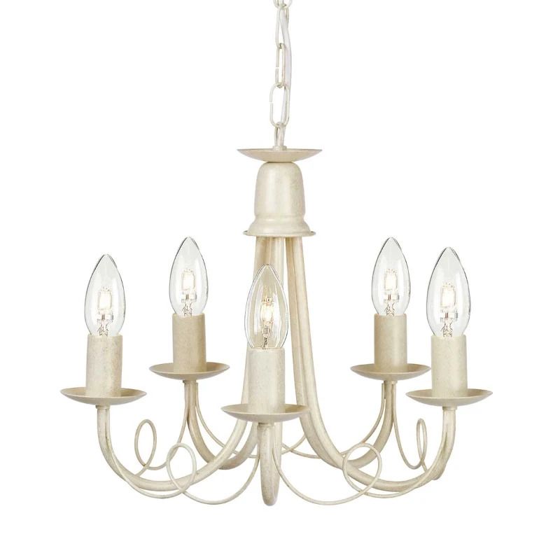 Elstead Lighting LED Kroonluchter | 5X E14 Max 60W | Dimbaar | Ivory/ Gold Patina