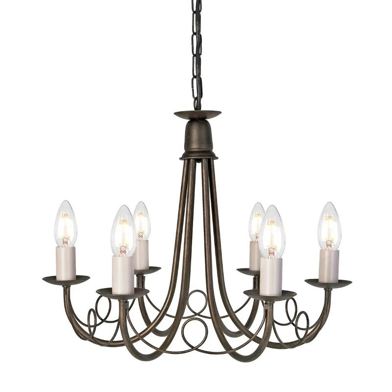 Elstead Lighting LED Kroonluchter | 6X E14 Max 60W | Dimbaar | Black/ Gold Patina