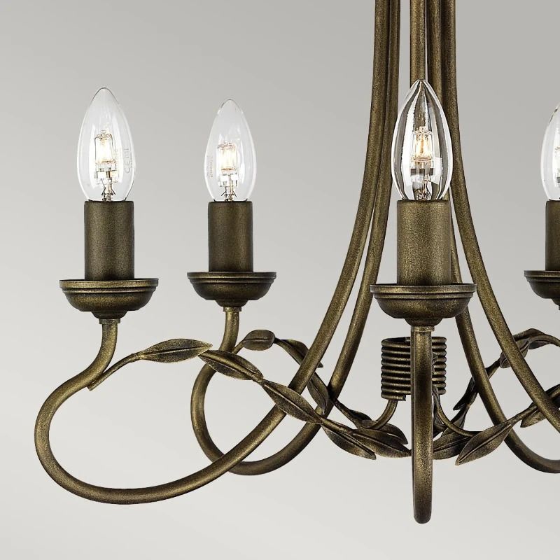 Elstead Lighting LED Kroonluchter | 5X E14 Max 60W | Dimbaar | Black/Gold Patina