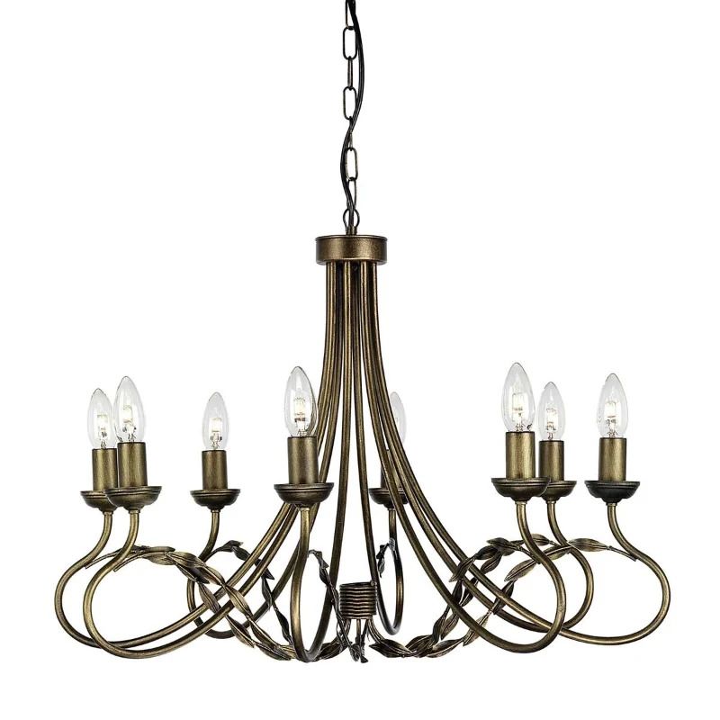 Elstead Lighting LED Kroonluchter | 8X E14 Max 60W | Dimbaar | Black/Gold Patina