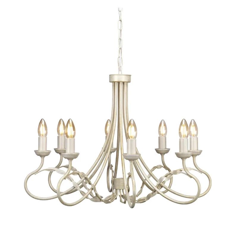 Elstead Lighting LED Kroonluchter | 8X E14 Max 60W | Dimbaar | Ivory/Gold Patina