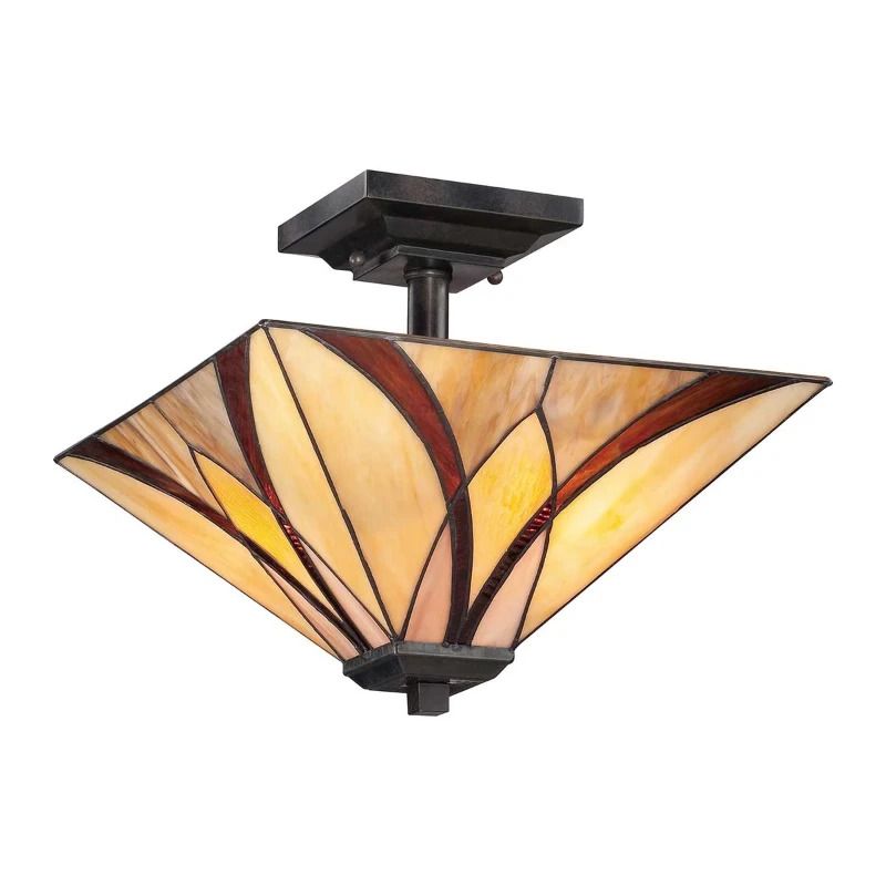 Quoizel Tifanny LED Plafondlamp Asheville | 2X E27 Max 60W | Dimbaar | Valiant Bronze