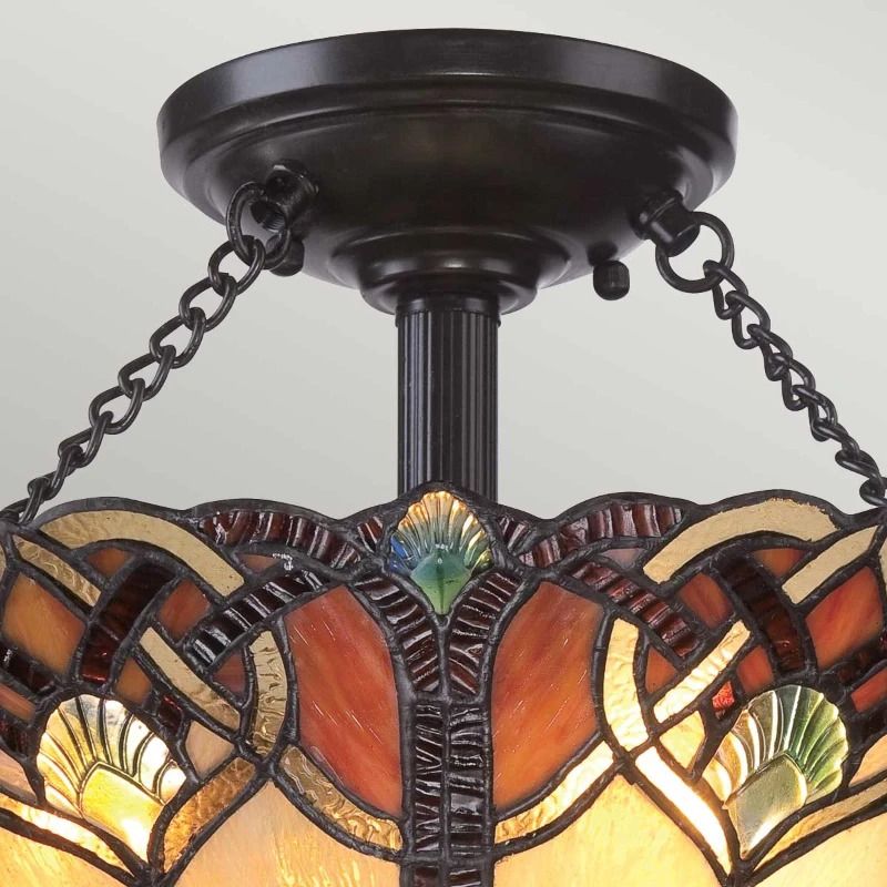 Quoizel Tifanny LED Plafondlamp Cambridge | 2X E27 Max 60W | Dimbaar | Vintage Bronze