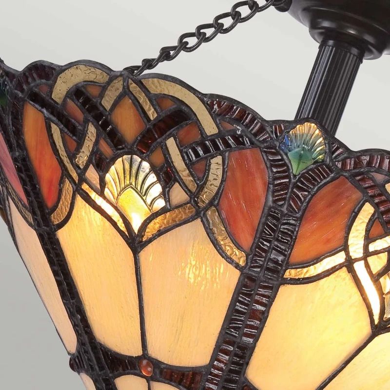 Quoizel Tifanny LED Plafondlamp Cambridge | 2X E27 Max 60W | Dimbaar | Vintage Bronze