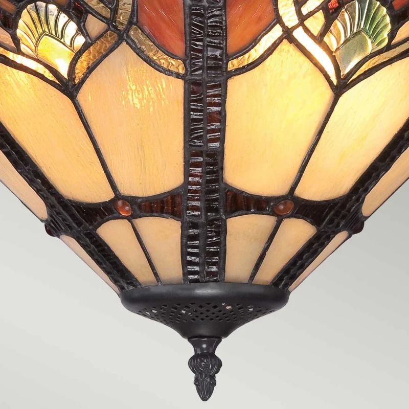 Quoizel Tifanny LED Plafondlamp Cambridge | 2X E27 Max 60W | Dimbaar | Vintage Bronze