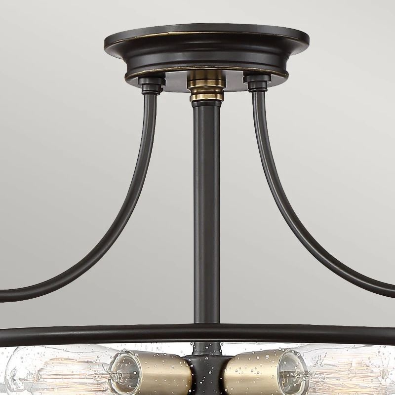 Quoizel LED Plafondlamp Griffin | 4X E27 Max 60W | Dimbaar | Palladian Bronze with Weathered Brass Accents