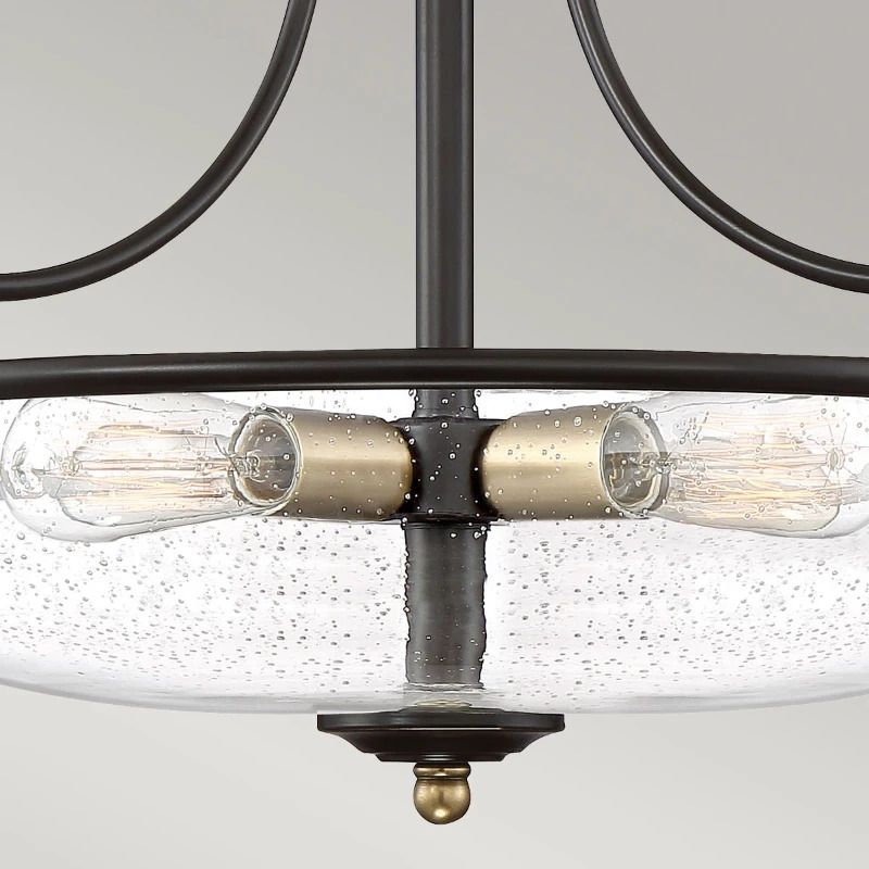 Quoizel LED Plafondlamp Griffin | 4X E27 Max 60W | Dimbaar | Palladian Bronze with Weathered Brass Accents