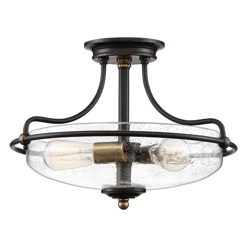 Quoizel LED Plafondlamp Griffin | 3X E27 Max 60W | Dimbaar | Palladian Bronze with Weathered Brass Accents