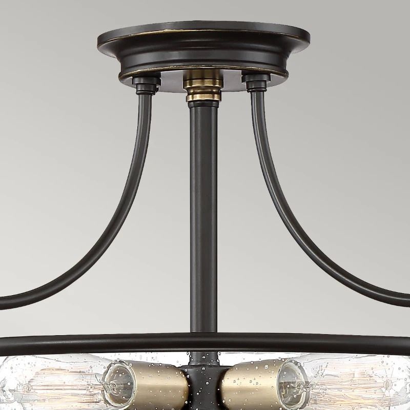 Quoizel LED Plafondlamp Griffin | 3X E27 Max 60W | Dimbaar | Palladian Bronze with Weathered Brass Accents