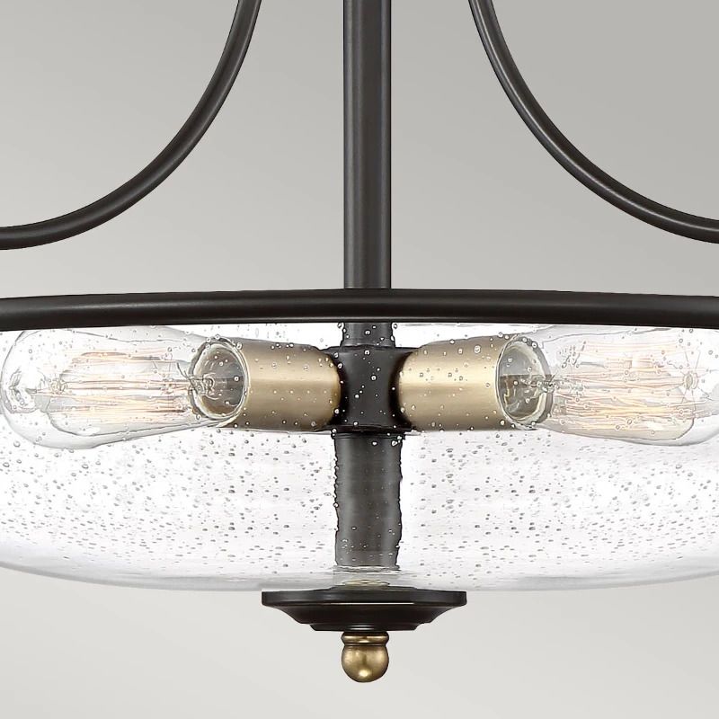 Quoizel LED Plafondlamp Griffin | 3X E27 Max 60W | Dimbaar | Palladian Bronze with Weathered Brass Accents