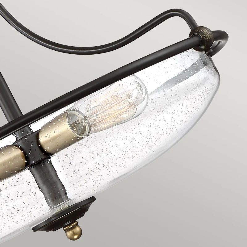 Quoizel LED Plafondlamp Griffin | 3X E27 Max 60W | Dimbaar | Palladian Bronze with Weathered Brass Accents