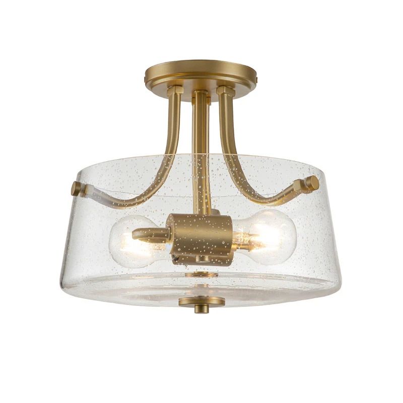 Quoizel LED Plafondlamp Hollister | 2X E27 Max 60W | Dimbaar | Brushed Brass