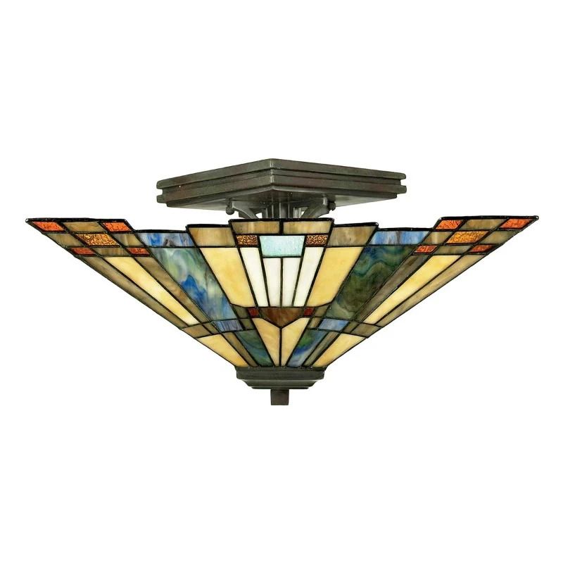 Quoizel Tifanny LED Plafondlamp Inglenook | 2X E27 Max 60W | Dimbaar | Valiant Bronze