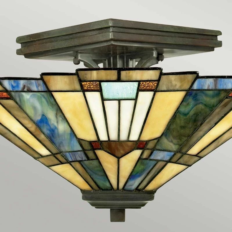 Quoizel Tifanny LED Plafondlamp Inglenook | 2X E27 Max 60W | Dimbaar | Valiant Bronze