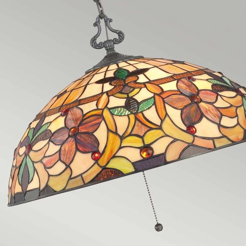 Quoizel Tifanny LED Hanglamp Kami | 3X E27 Max 60W | Dimbaar | Vintage Bronze
