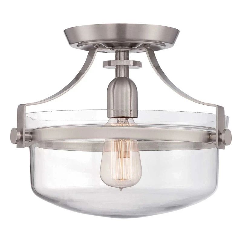 Quoizel LED Plafondlamp Penn Station | 1X E27 Max 60W | Dimbaar | Brushed Nickel