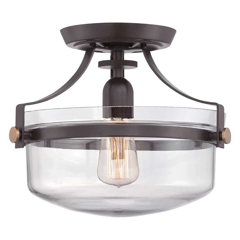 Quoizel LED Plafondlamp Penn Station | 1X E27 Max 60W | Dimbaar | Western Bronze