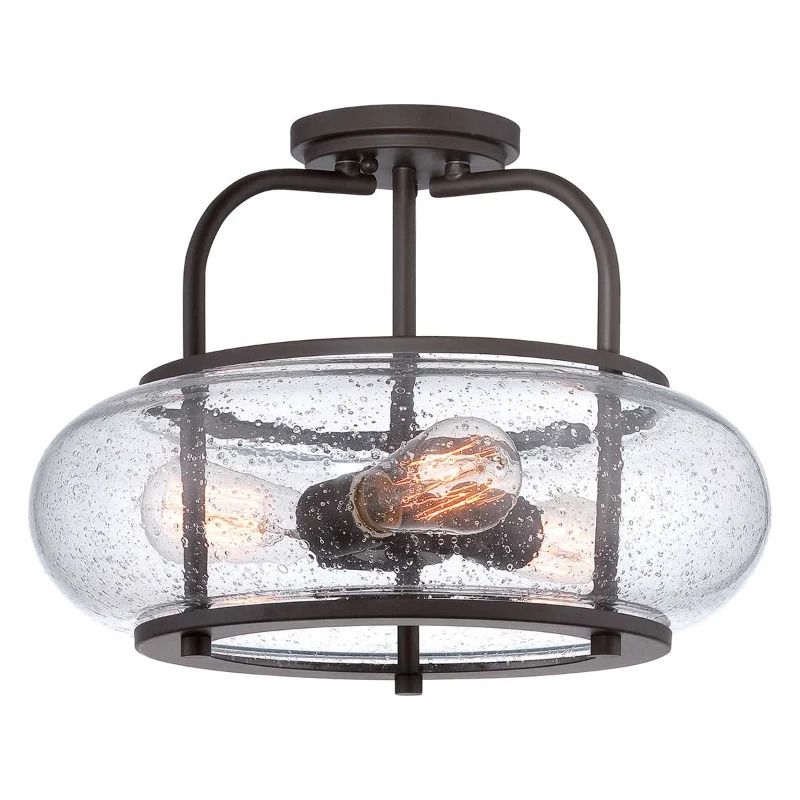 Quoizel LED Plafondlamp Trilogy | 3X E27 Max 60W | Dimbaar | Old Bronze
