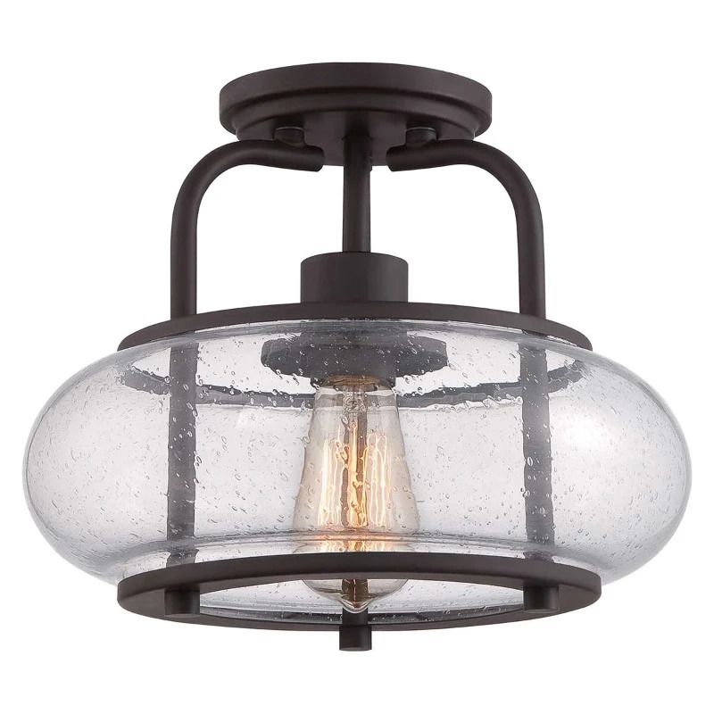 Quoizel LED Plafondlamp Trilogy | 1X E27 Max 60W | Dimbaar | Old Bronze