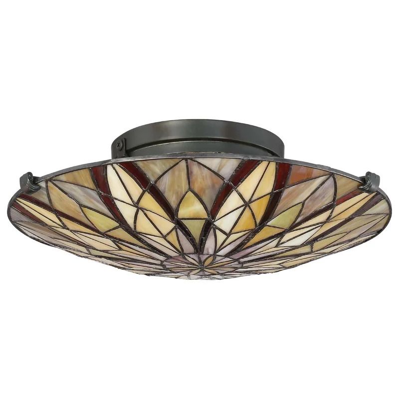 Quoizel Tifanny LED Plafondlamp Victory | 2X E27 Max 60W | Dimbaar | Valiant Bronze